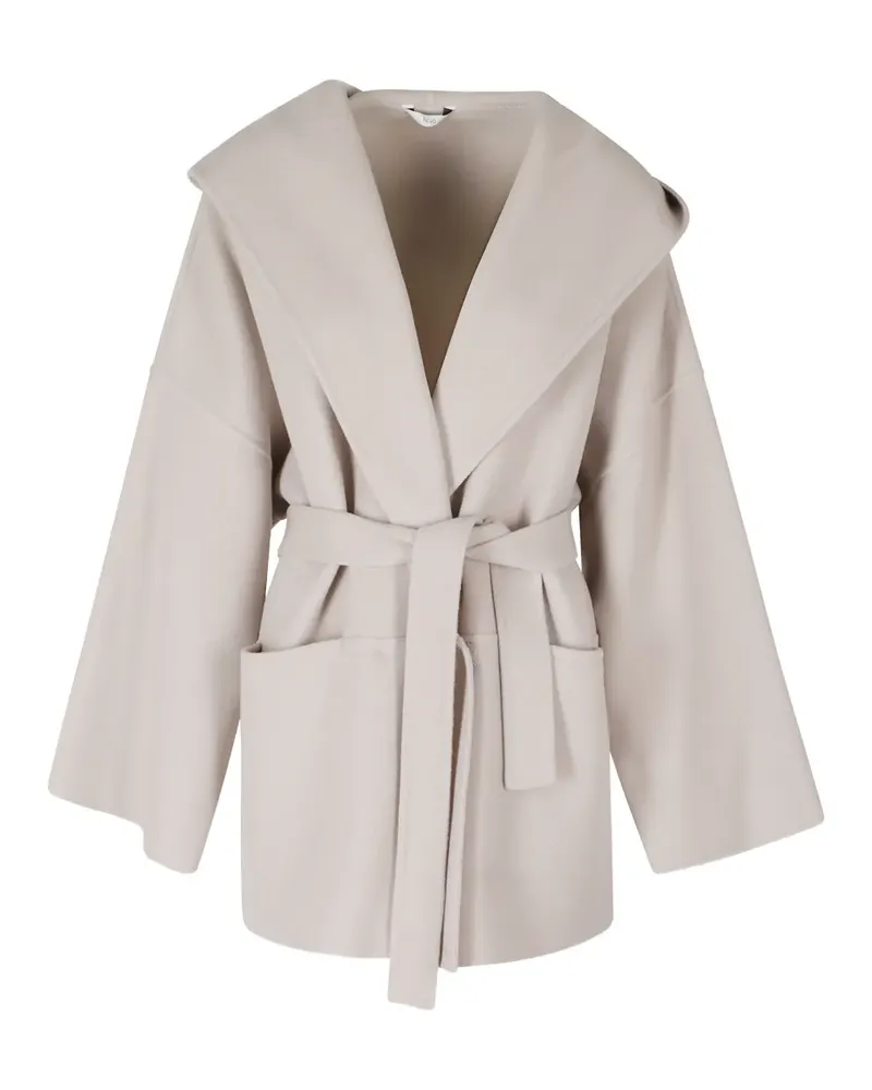 Hevò Montedoro hooded belted oversized coat - Nude Nude