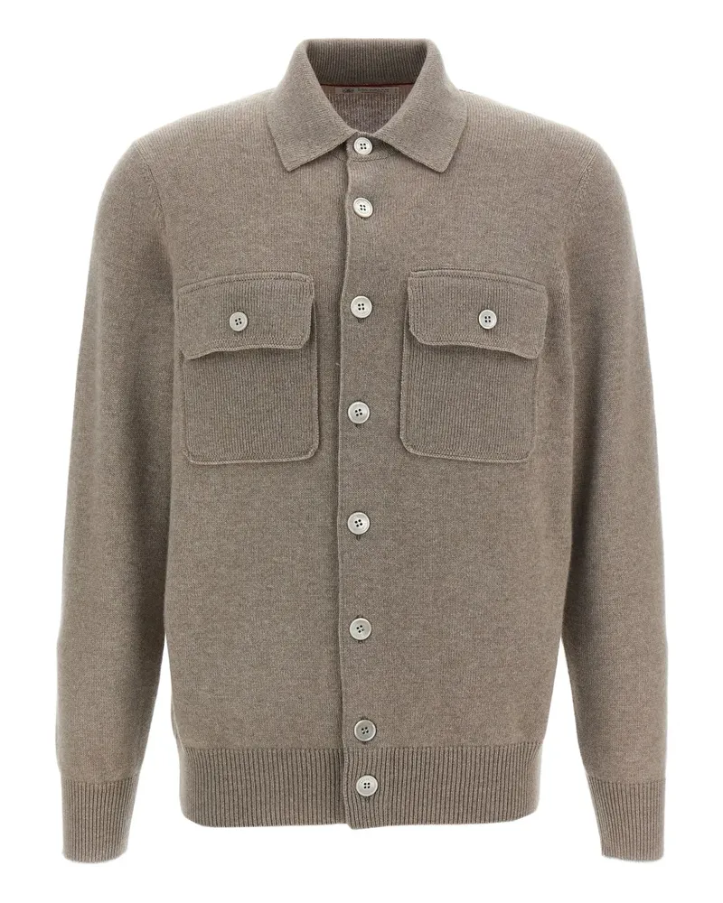 Brunello Cucinelli Cardigan mit Klappentasche - Nude Nude