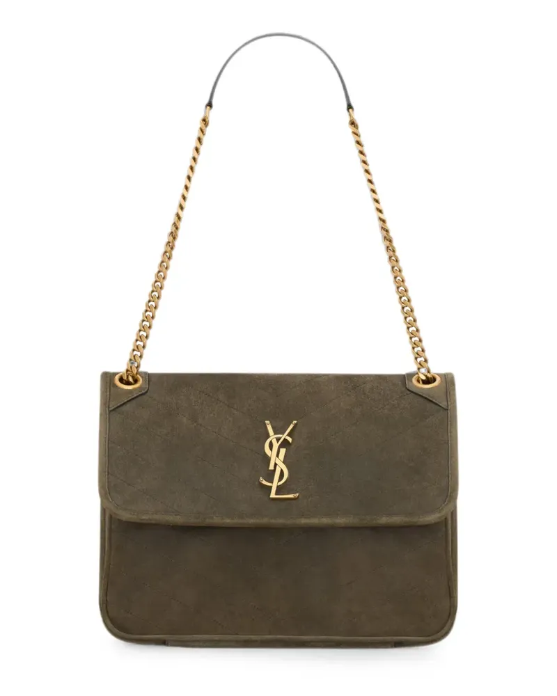 Saint Laurent Niki Tripouch Schultertasche mit Logo-Schild - Grün Grün