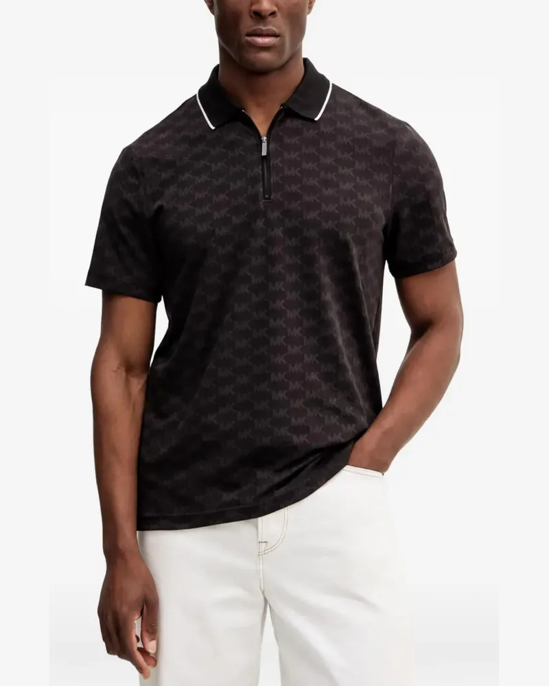 Michael Kors Poloshirt mit Monogrammmuster - Schwarz Schwarz