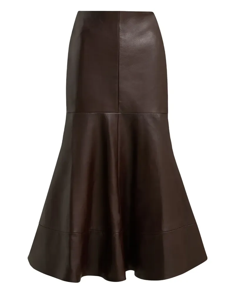 Brandon Maxwell Preston leather midi skirt - Braun Braun