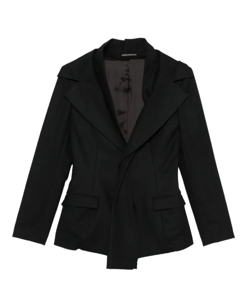 Yohji Yamamoto Asymmetrische Jacke mit Klappentasche - Schwarz Schwarz