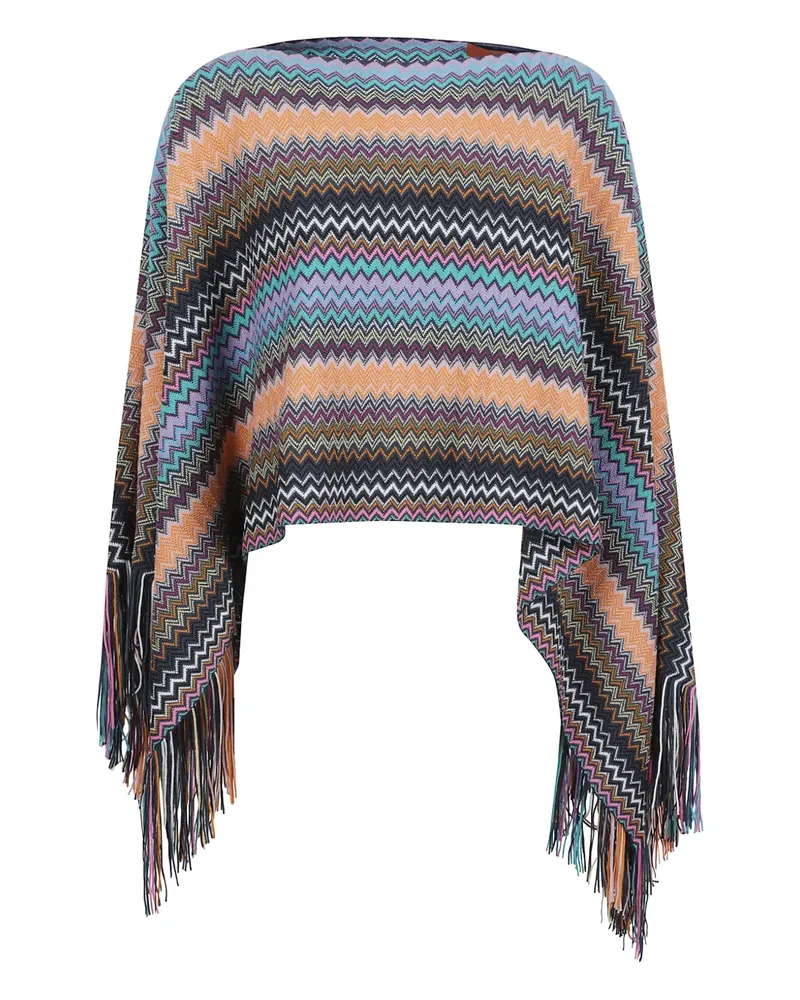 Missoni chevron-pattern fringed cape - Schwarz Schwarz