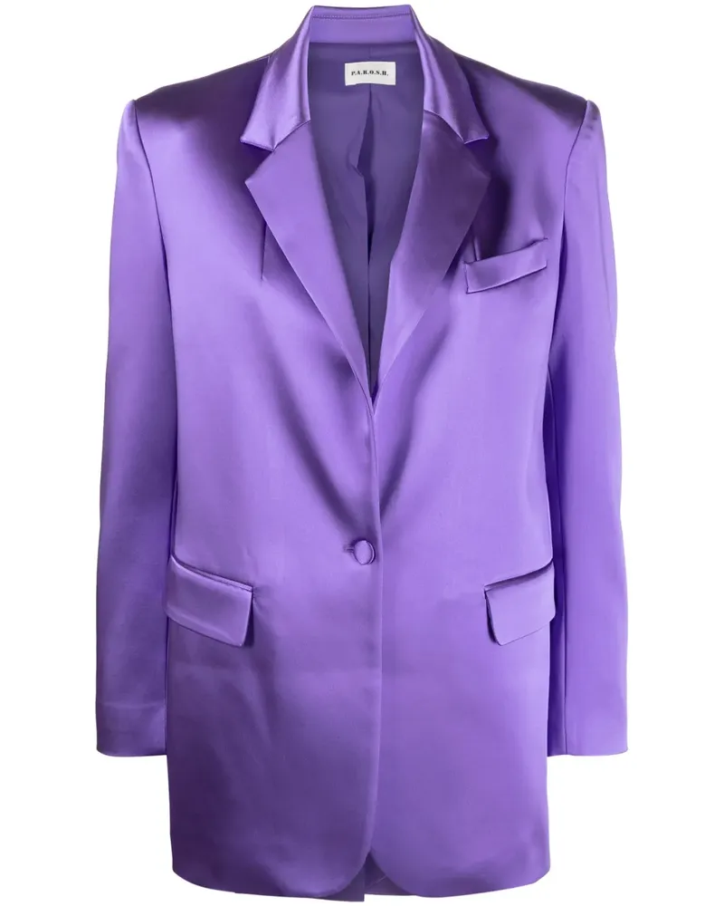 P.A.R.O.S.H. Einreihiger Satinblazer - Violett Violett