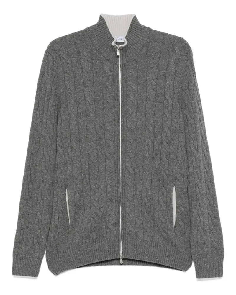 Gran Sasso Cardigan mit Zopfmuster - Grau Grau