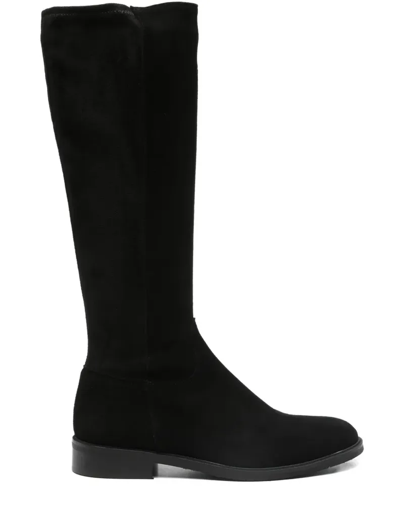 Julie Dee Kniehohe Stiefel aus Kalbswildleder - Schwarz Schwarz