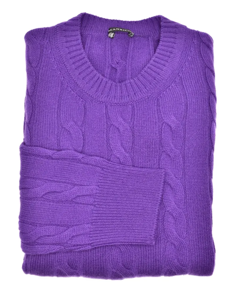 Manrico Cashmere Pullover mit Zopfmuster - Violett Violett