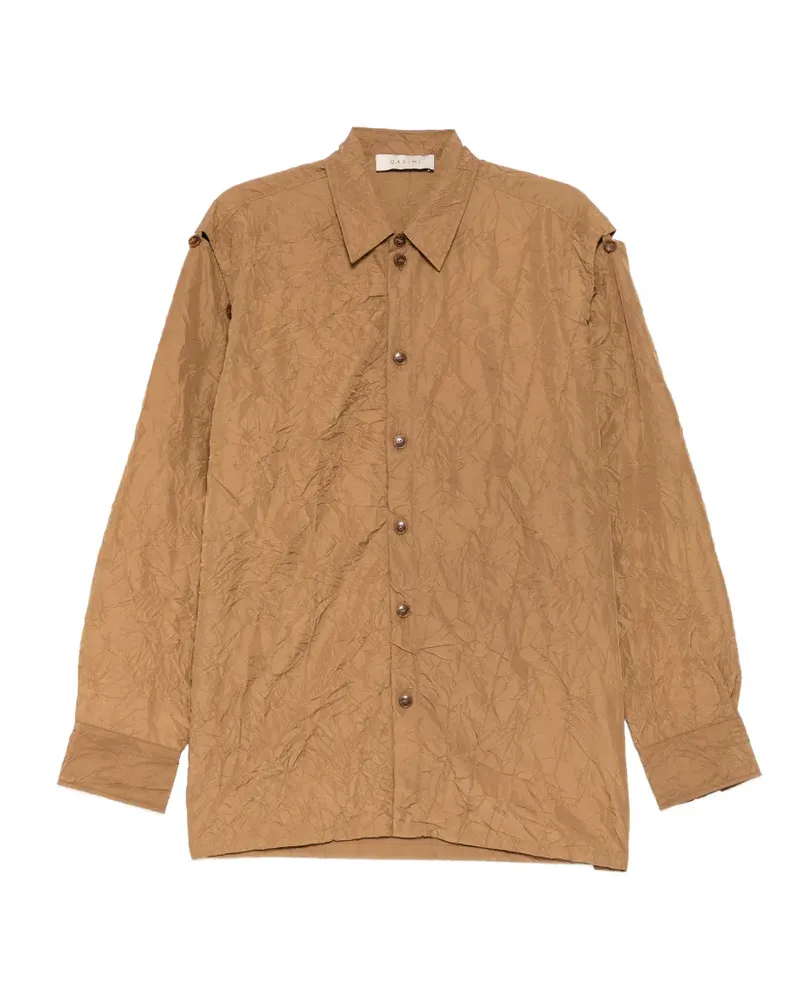 QASIMI removable-sleeve crinkled-effect shirt - Nude Nude