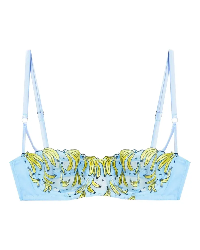 Fleur Du Mal Balconette-BH mit Bananenstickerei - Blau Blau