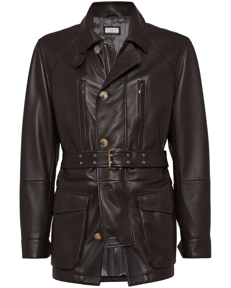 Brunello Cucinelli Parka aus Leder - Braun Braun