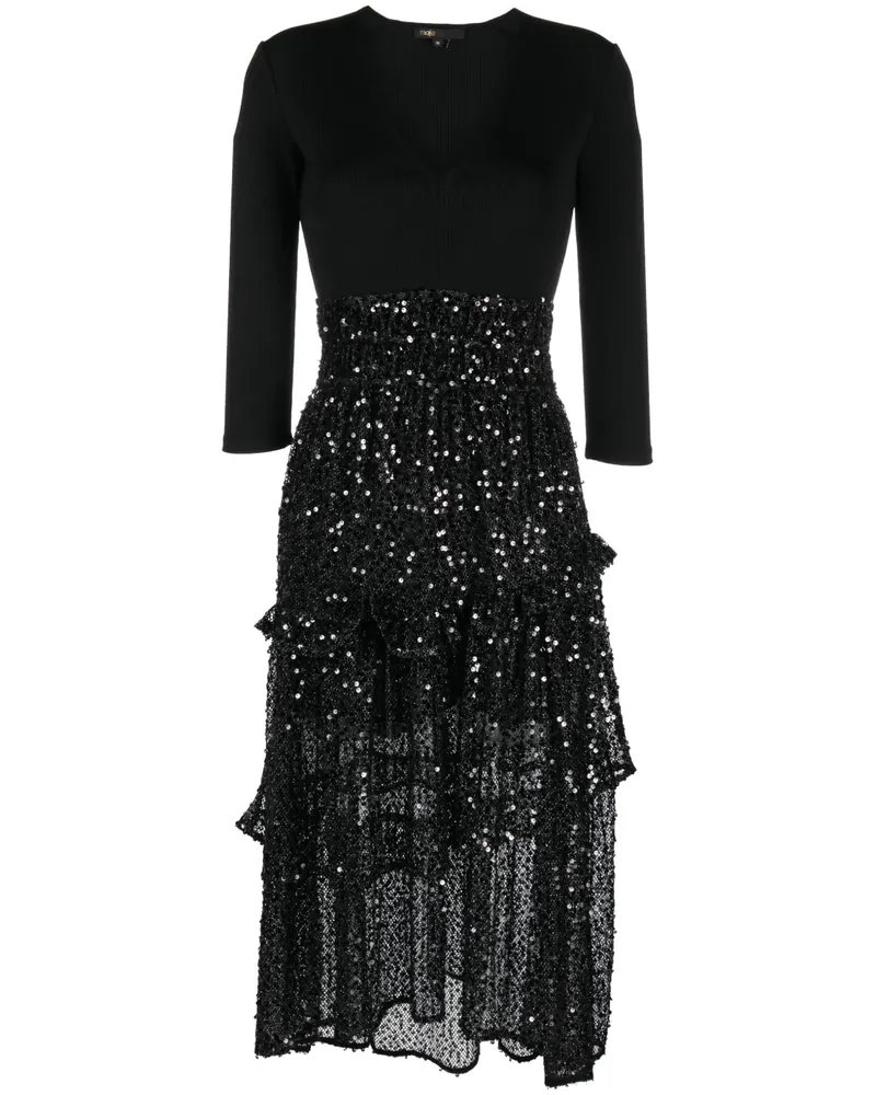 Maje Mesh-Kleid mit Pailletten - Schwarz Schwarz