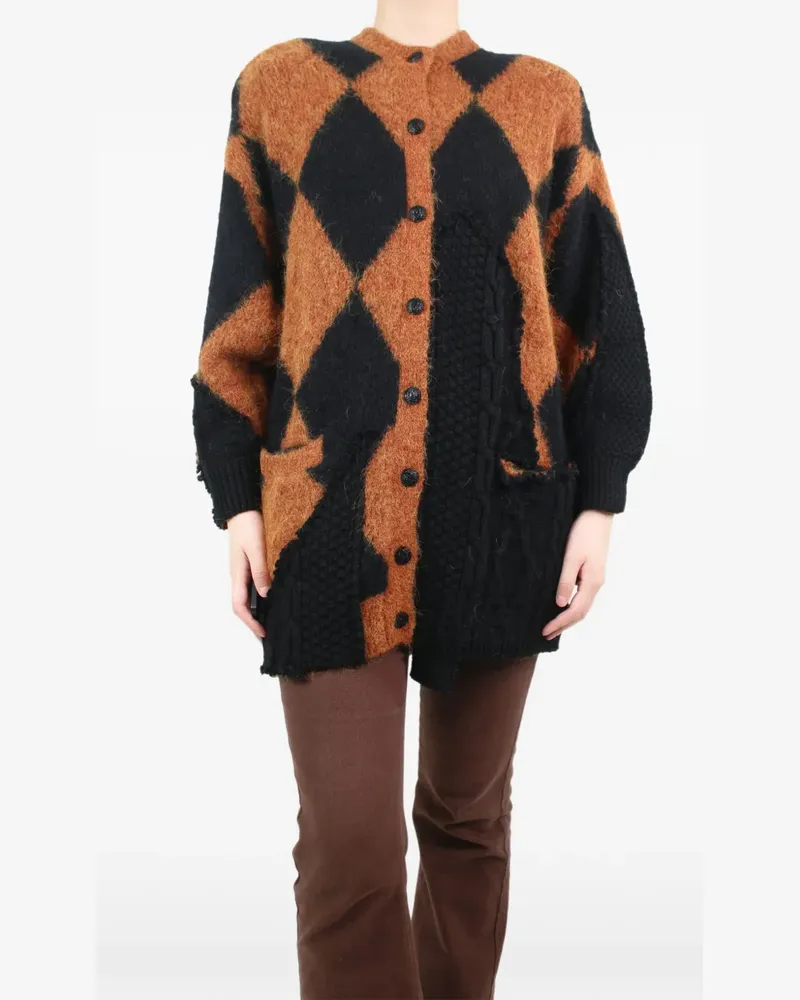 Preen Strickmantel mit Rautenprint - Braun Braun