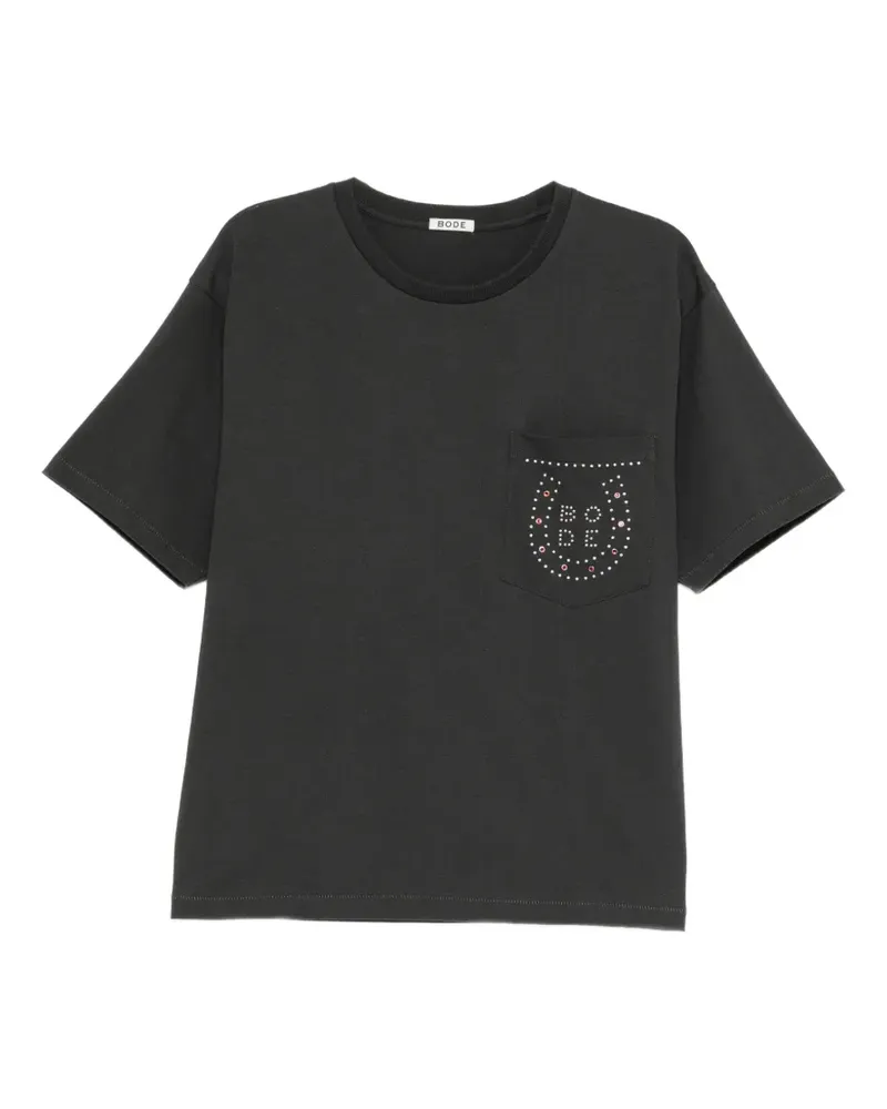 BODE T-Shirt mit verzierter Tasche - Schwarz Schwarz
