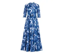 Maxikleid mit Blumen-Print - Blau