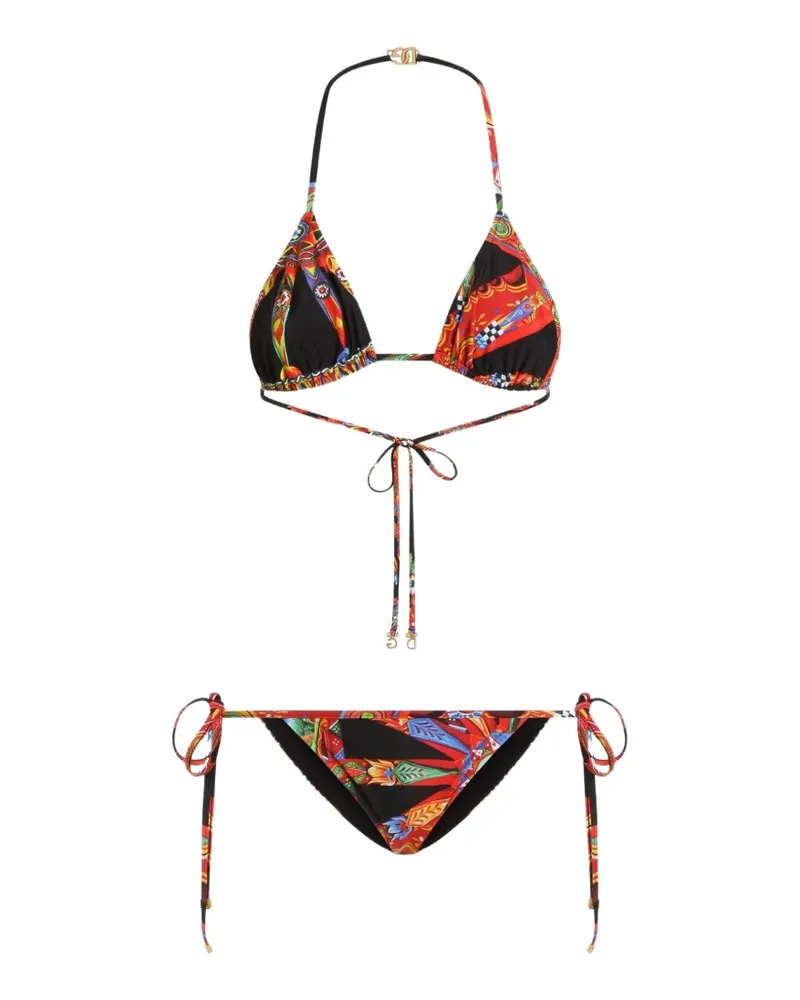 Dolce & Gabbana Triangel-Bikini mit Carretto-Print - Schwarz Schwarz