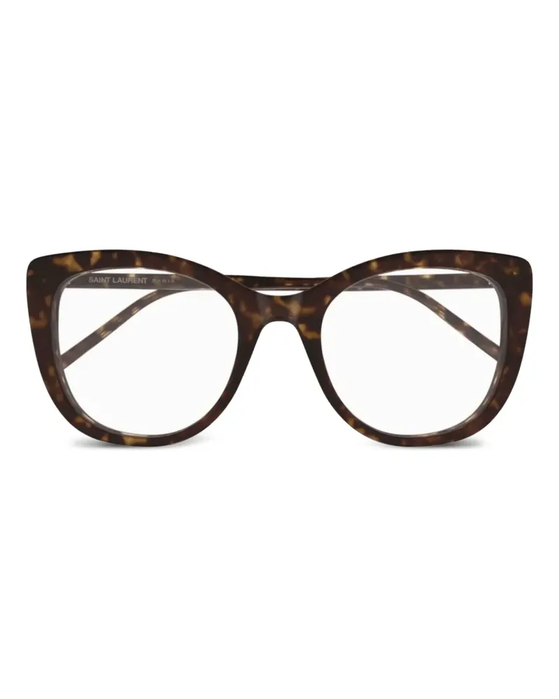 Saint Laurent Brille mit Logo-Print - Braun Braun