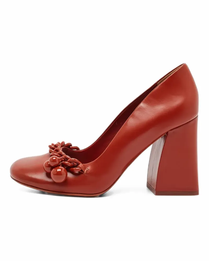 Tory Burch chain-link block-heel pumps - Rot Rot