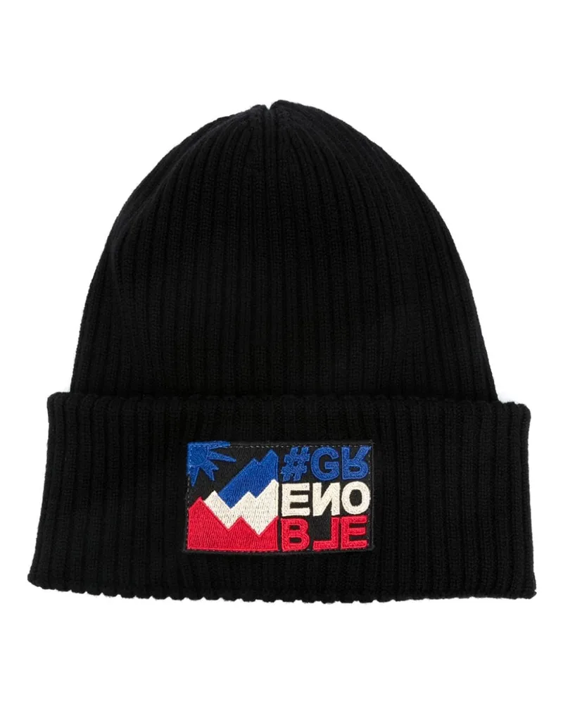 Moncler Beanie mit Logo-Patch - Schwarz Schwarz