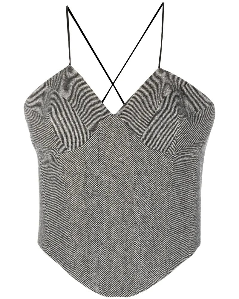 Ermanno Scervino Mantel mit Fischgrätenmuster - Schwarz Schwarz