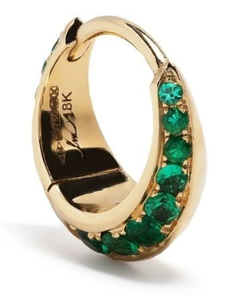 Lizzie Mandler 18kt Gelbgoldcreolen mit Smaragden Gold