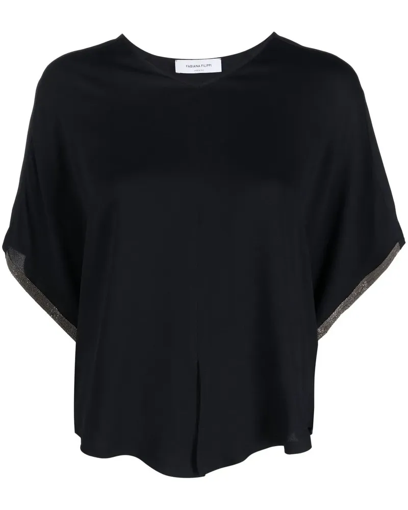 Fabiana Filippi T-Shirt mit Perlen - Blau Blau