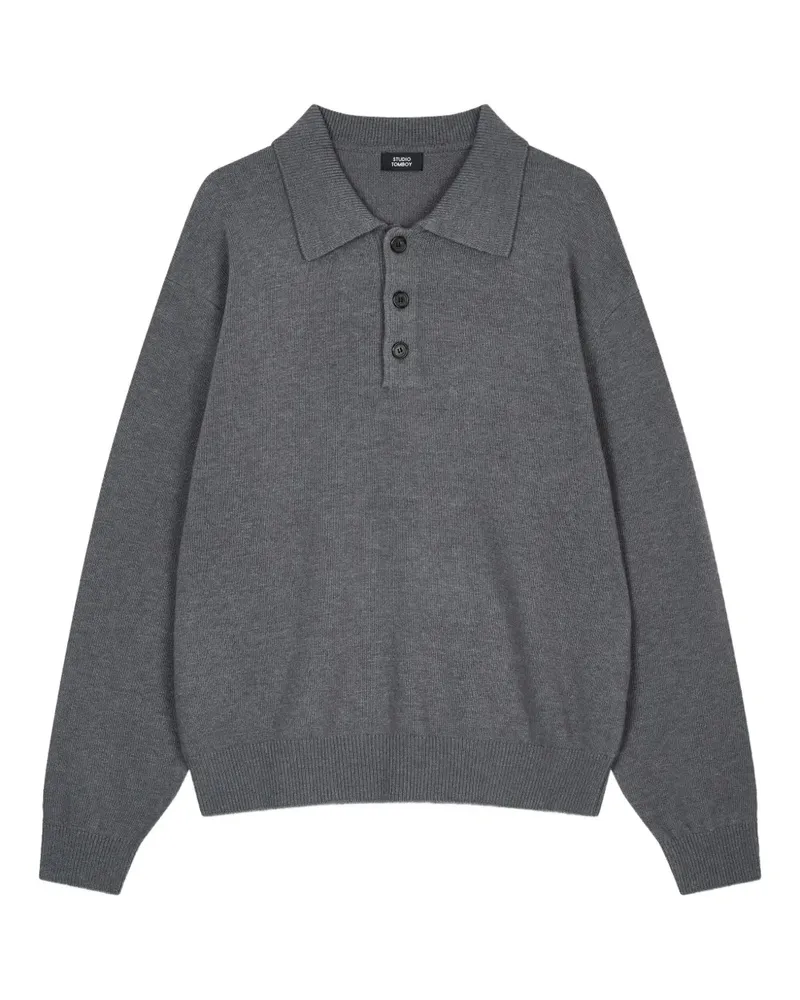 STUDIO TOMBOY Langärmeliges Poloshirt - Grau Grau