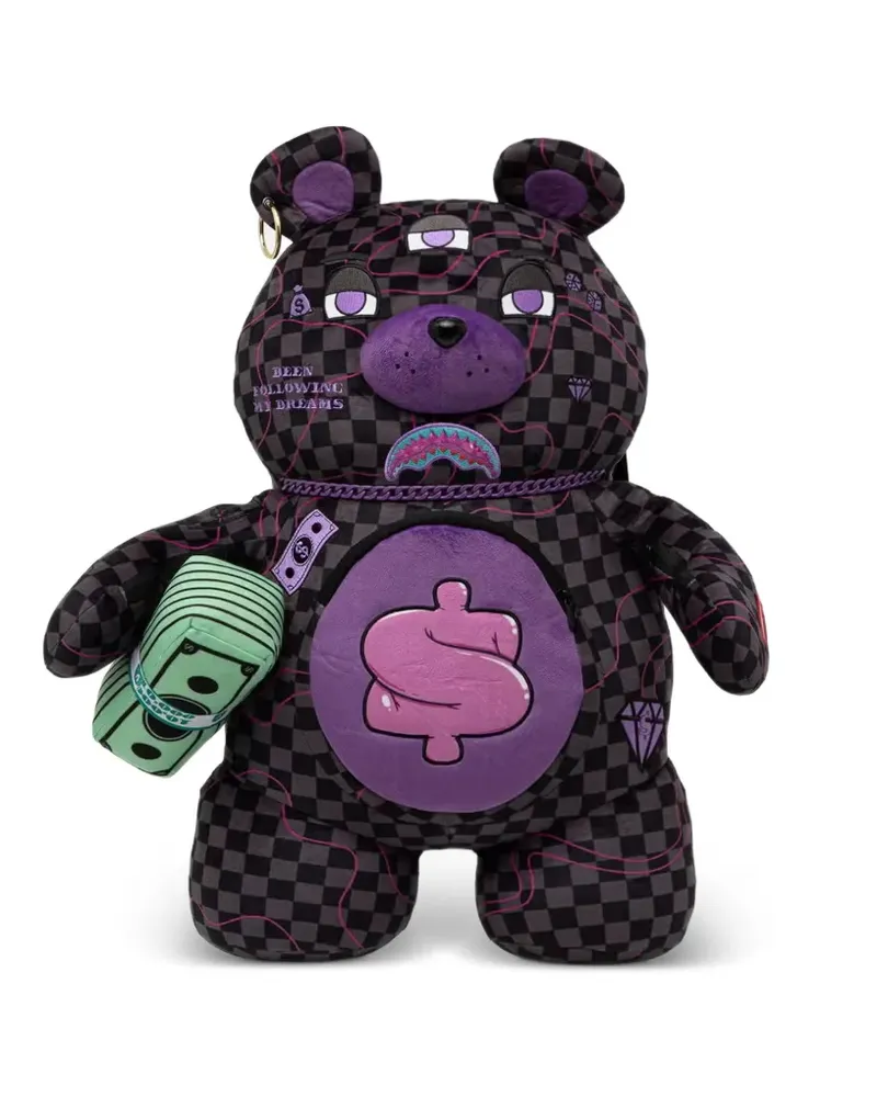 Sprayground checkered teddy-bear backpack - Schwarz Schwarz