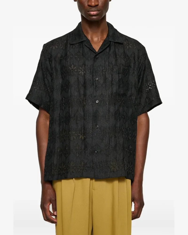 CMMN SWDN floral shirt - Schwarz Schwarz