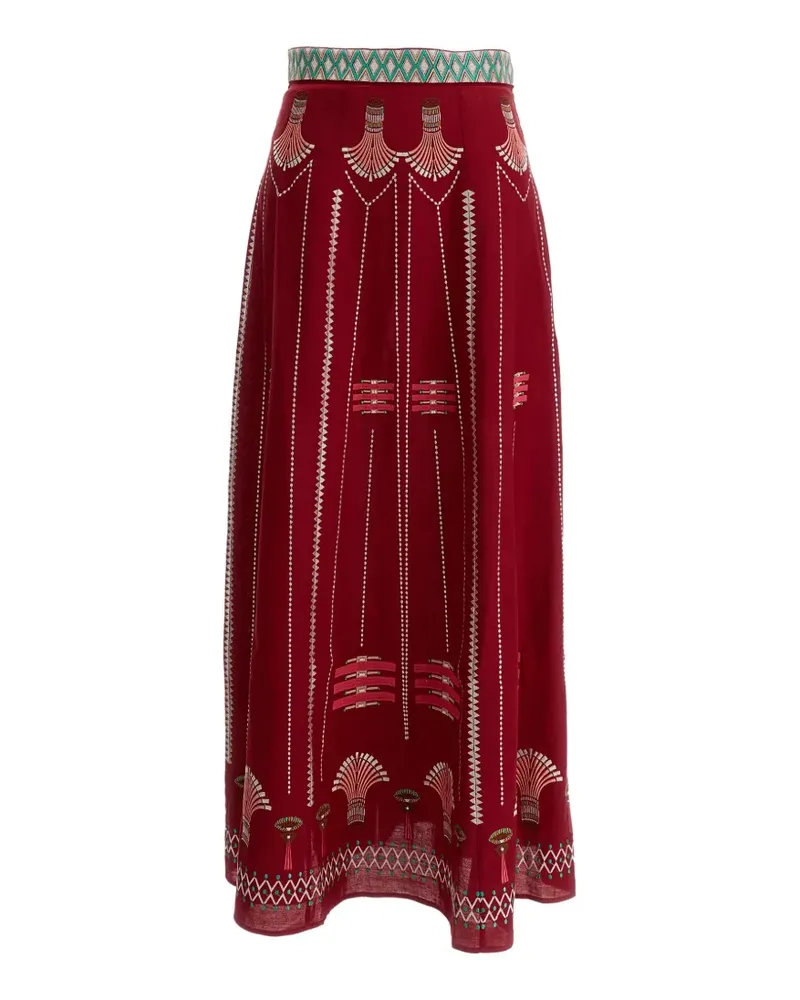 Emporio Sirenuse Camille embroidered high-waisted maxi skirt - Rot Rot