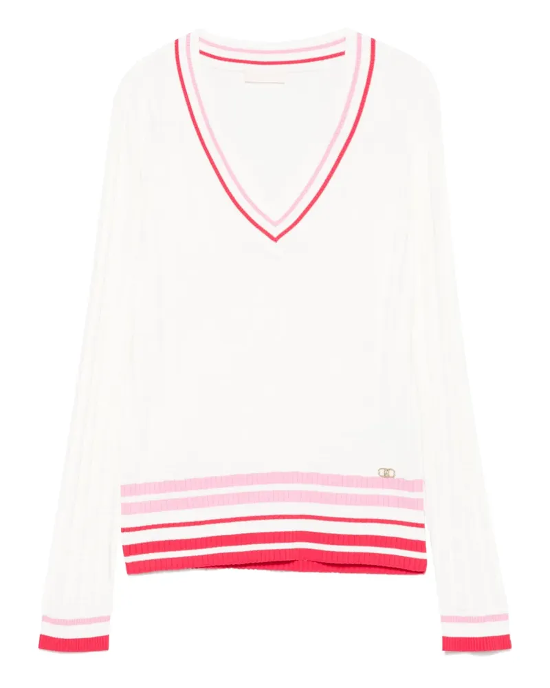 Liu Jo Pullover mit Streifendetail - Weiß Weiß