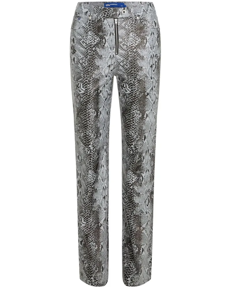Karl Lagerfeld Faux-Leder-Hose mit Schlangen-Print - Grau Grau