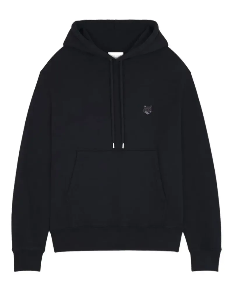 Kitsuné Hoodie mit Fuchs-Patch - Schwarz Schwarz