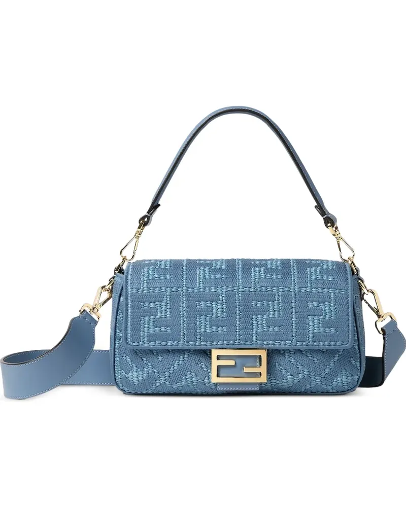 Fendi Mittelgroße Baguette Schultertasche - Blau Blau