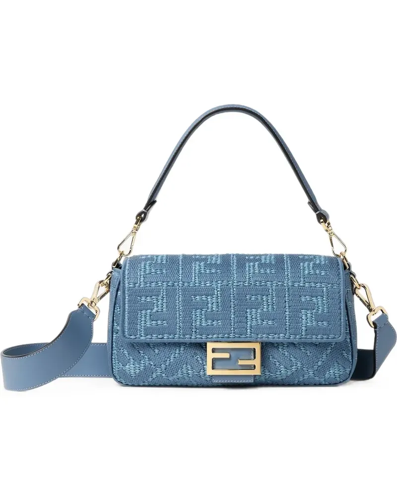 Fendi Mittelgroße Baguette Schultertasche - Blau Blau