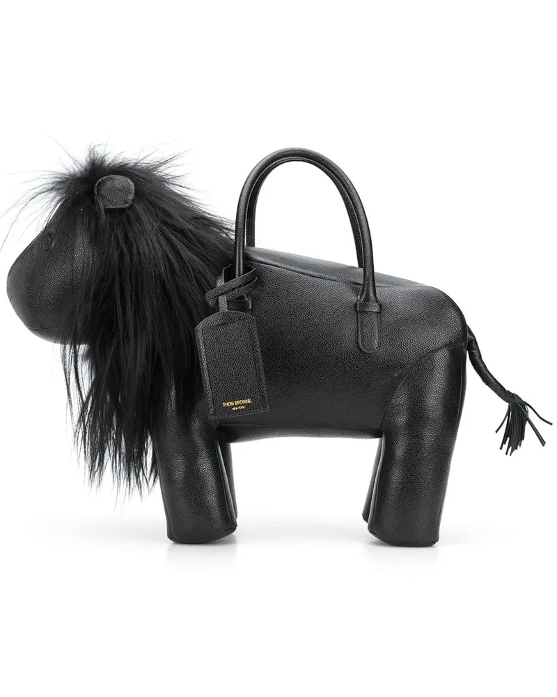 Thom Browne Handtasche im Löwen-Design - Schwarz Schwarz