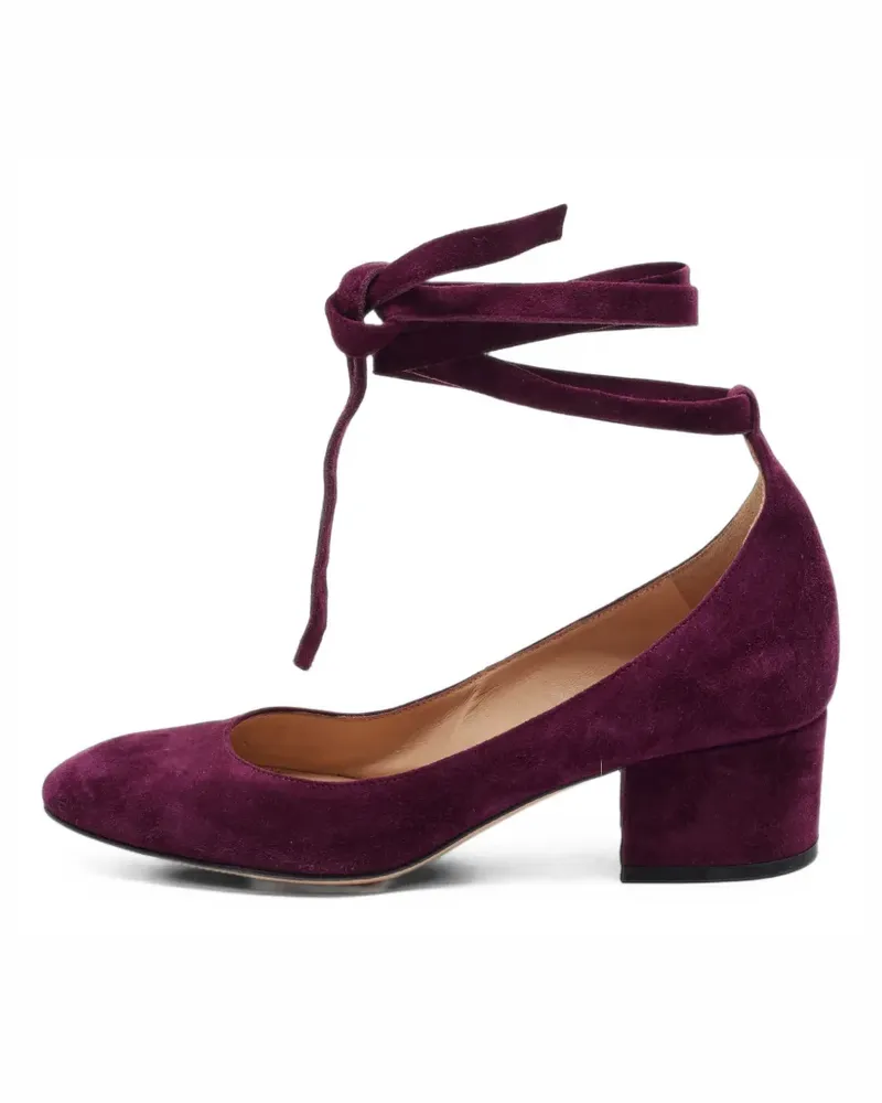 Gianvito Rossi Mary Jane Pumps mit Blockabsatz und Bindeband - Violett Violett
