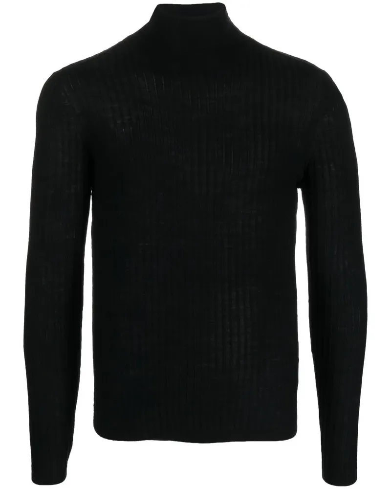 Ballantyne Gerippter Rollkragenpullover - Schwarz Schwarz