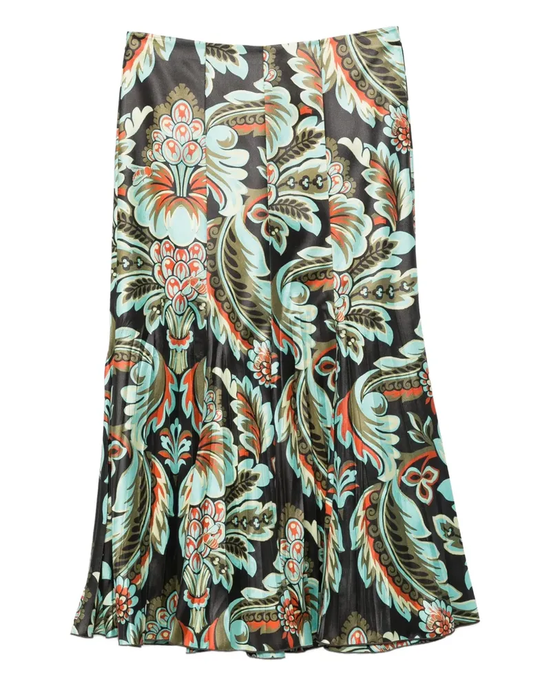 Etro Faltenrock mit Blumenmuster - Schwarz Schwarz
