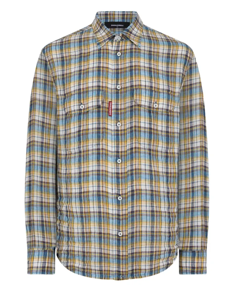 Dsquared2 Kariertes Leinenhemd - Blau Blau