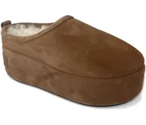 Flache Mules mit Plateau - Braun