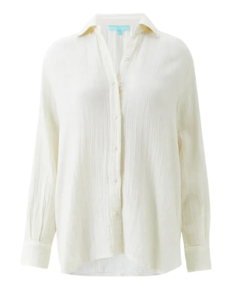 Melissa Odabash Leona crinkled-finish cotton shirt - Weiß Weiß