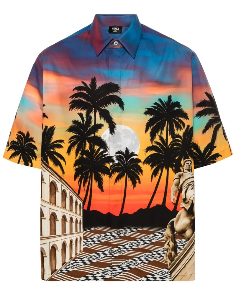 Fendi Hemd mit grafischem Print - Blau Blau