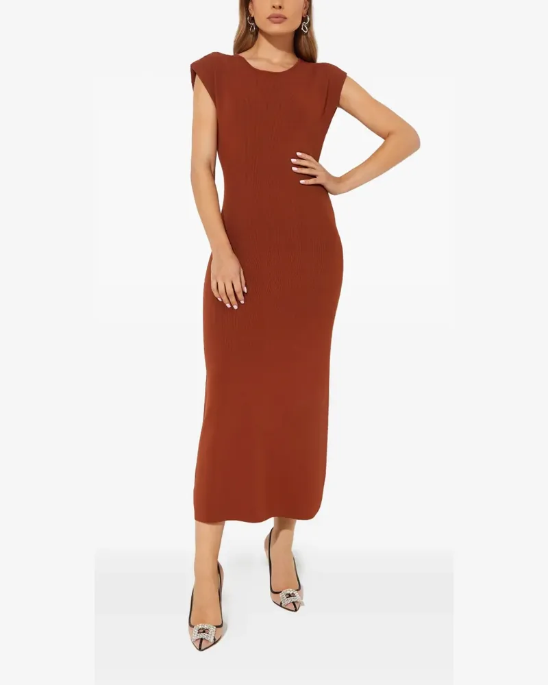 Yves Salomon round-neck sleeveless midi dress - Braun Braun