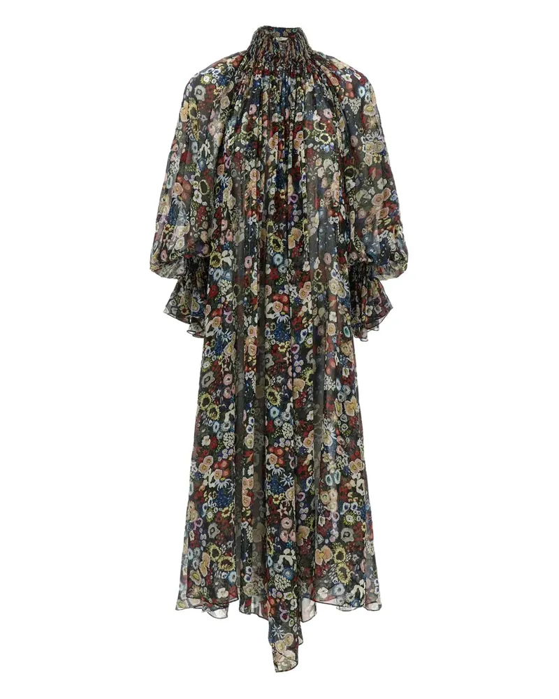 KHAITE Edgar floral-print high-neck dress - Schwarz Schwarz