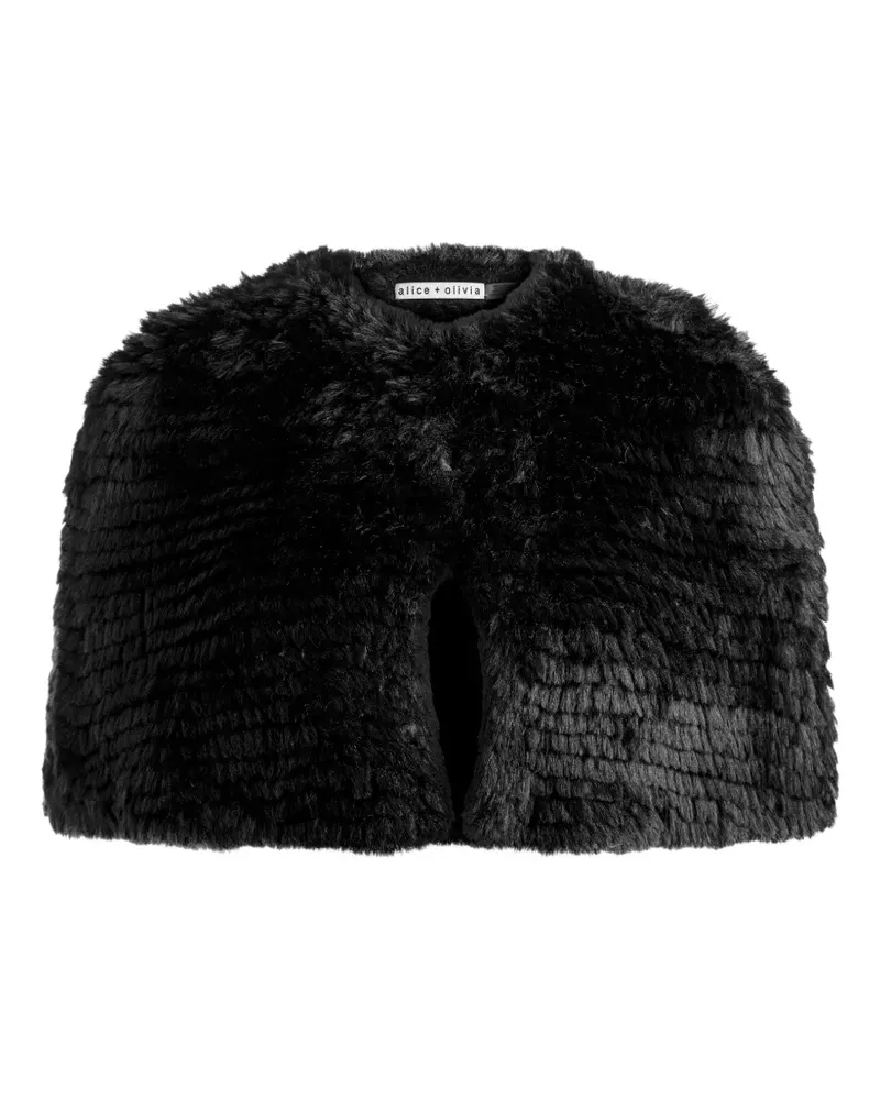 Alice + Olivia Deirdre Capelet aus Faux Fur - Schwarz Schwarz