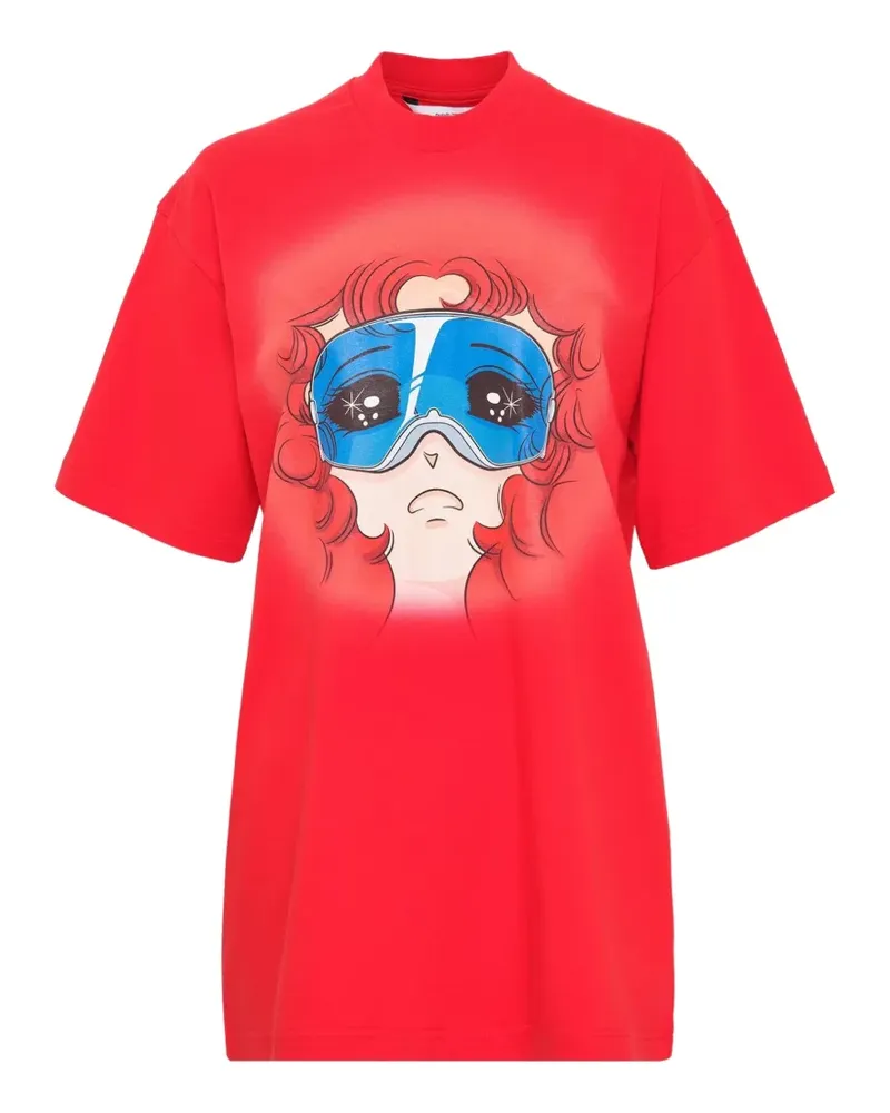 pushBUTTON graphic-print T-shirt - Rot Rot