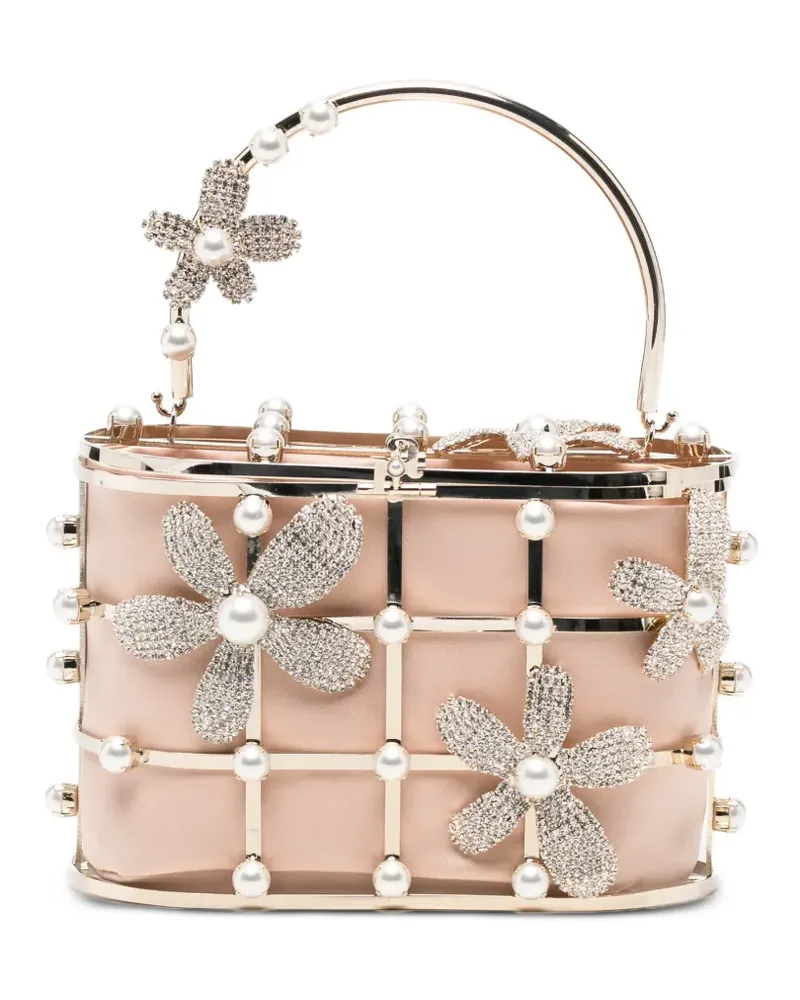 Rosantica Holli Delia crystal-embellished floral-motif tote bag - Gold Gold
