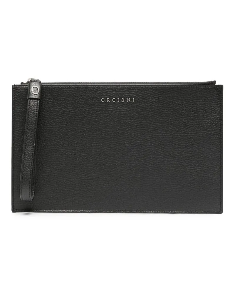 Orciani Clutch mit Logo - Schwarz Schwarz
