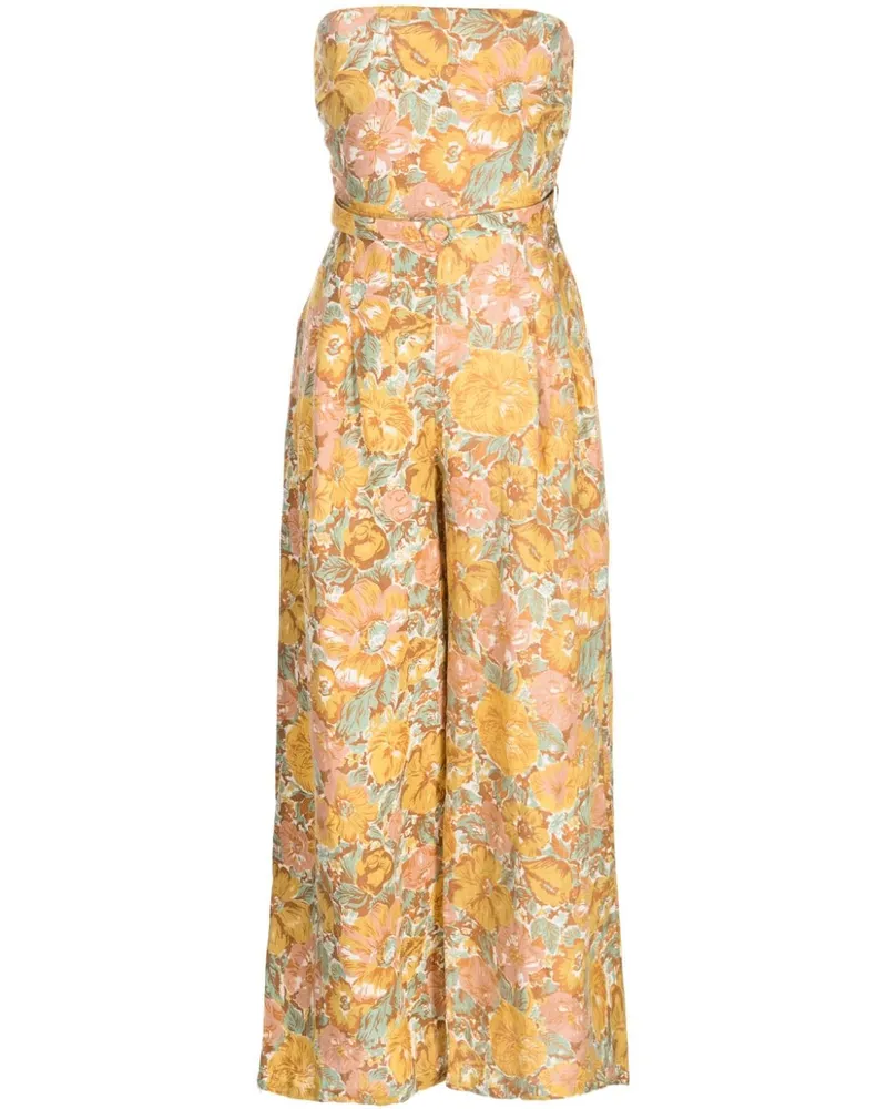 Faithfull The Brand Jumpsuit mit Blumen-Print Gelb