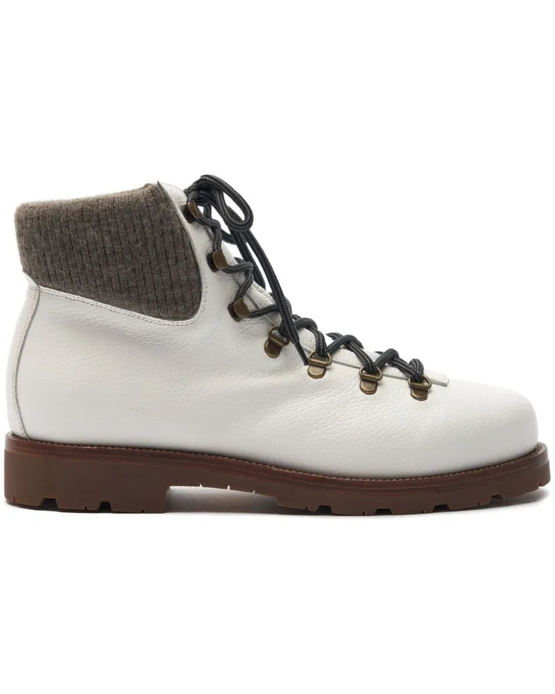 Scarosso Schnürstiefel aus Leder - Weiß Weiß